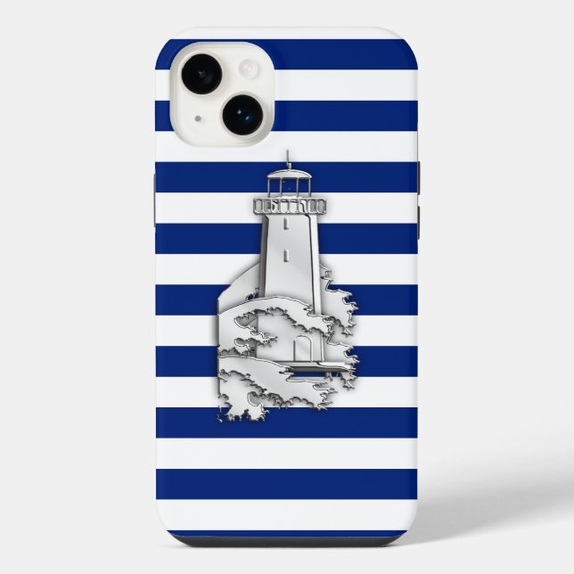 Coque iPhone Chrome argenté comme un phare sur des rayures mari (Verso)