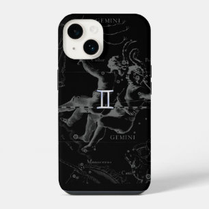 Coque Pour iPhone 14 Chrome d'argent comme Gemini Zodiac Connexion Heve