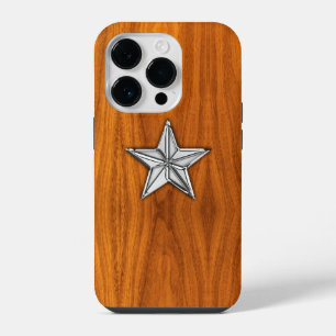 Coque Pour iPhone 14 Plus Chrome Étoile nautique sur bois de teck Impression