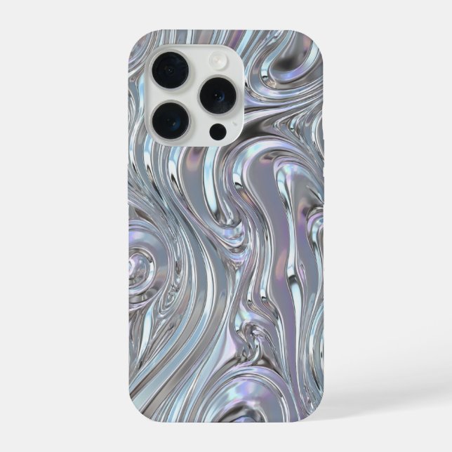 Coque iPhone Chrome Liquide Irridescent Métallisé Futuriste Y2K (Verso)