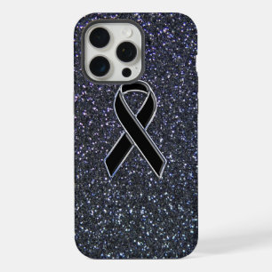 Coque iPhone 15 Pro Max Chrome Ruban Noir Sensibilisation Bleu Minuit