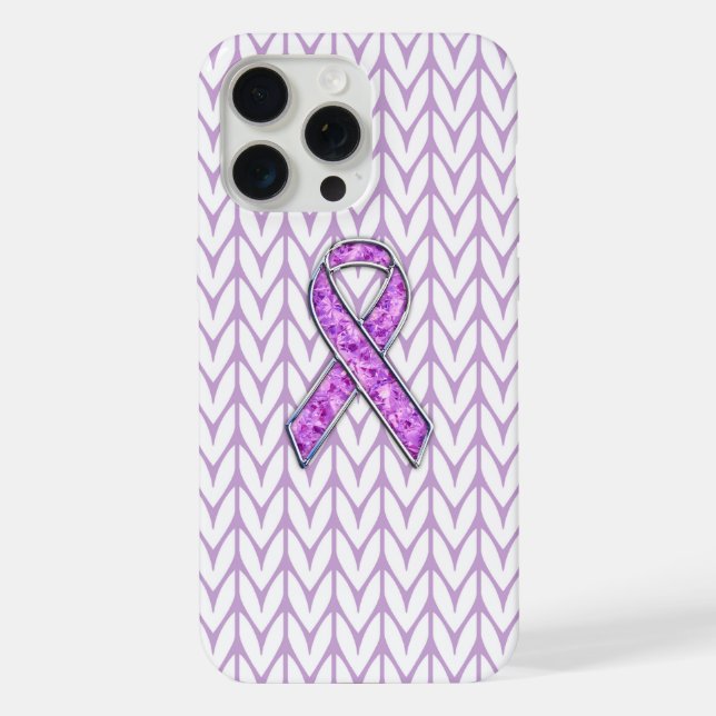 Coque iPhone Chrome style Crystal Pink Ribbon Awareness Knit (Verso)