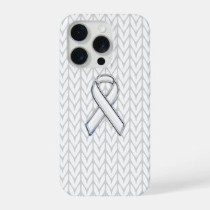 Coque iPhone 15 Pro Chrome sur Knit blanc sensibilisation au ruban Imp