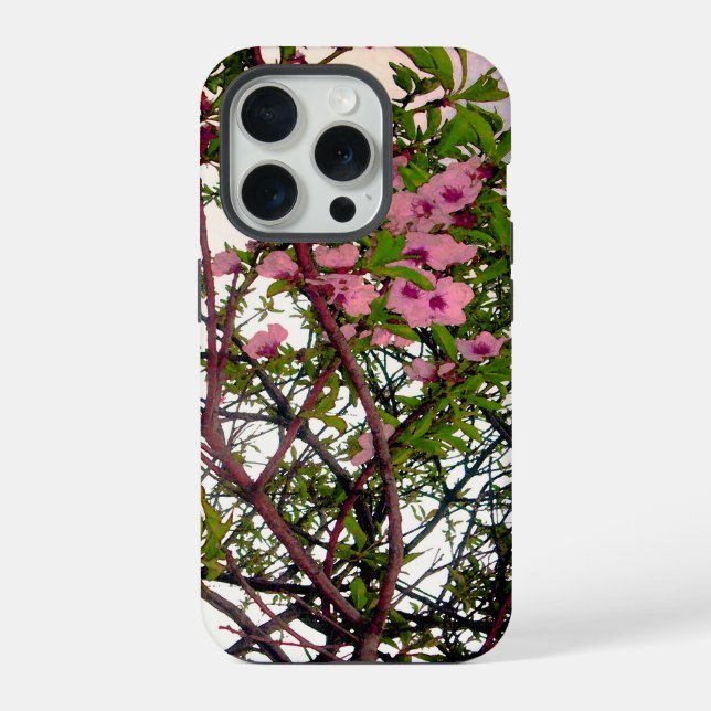 Coque iPhone Chuchotements de printemps : arbre à fleurs rose a (Verso)