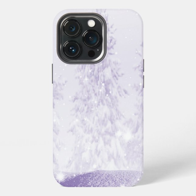 Coque iPhone Chute de neige sur fond violet (Dos)