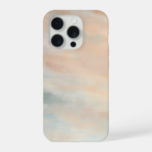 Coque iPhone 15 Pro Ciel Abstrait Pastel Chaud avec Texture de Nuage D