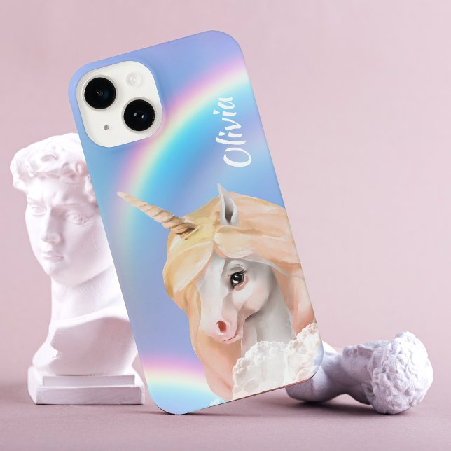 Coque iPhone Ciel arc-en-ciel de licorne blanche (Créateur téléchargé)