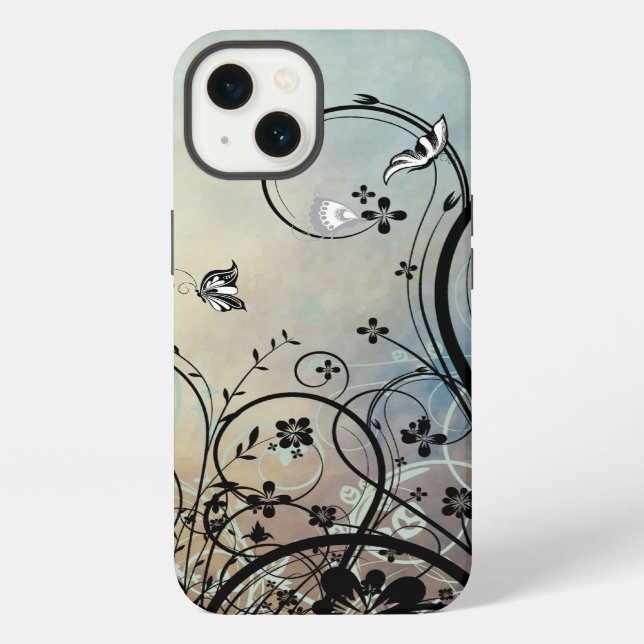 Coque iPhone Ciel bleu et papillons (Verso)