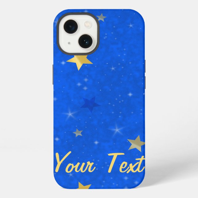 Coque iPhone Ciel Bleu Étoiles Dorées (Verso)