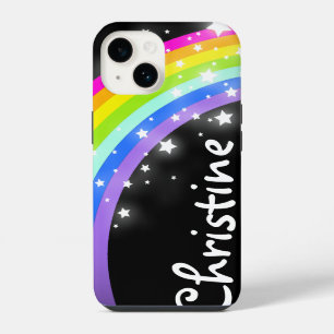 Coque Pour iPhone 14 Ciel étoilé noir arc-en-ciel coloré graphique