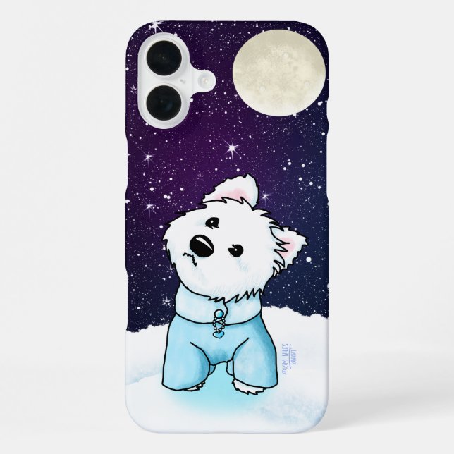 Coque iPhone Ciel nocturne hiver Westie (Verso)