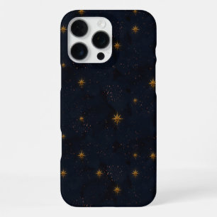Coque iPhone 16 Pro Max Ciel Nocturne Noir Sombre Étoiles Dorées