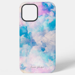 Coque iPhone 12 Pro Max Ciel nuageux arc-en-ciel pastel esthétique