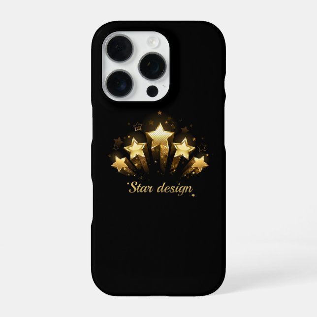 Coque iPhone Cinq étoiles d'or en noir (Verso)