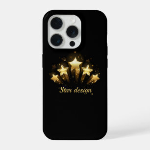 Coque iPhone 15 Pro Cinq étoiles d'or en noir