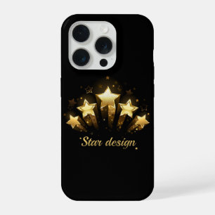 Coque iPhone 15 Pro Cinq étoiles dorées sur fond noir