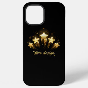 Coque iPhone 12 Pro Max Cinq étoiles dorées sur fond noir