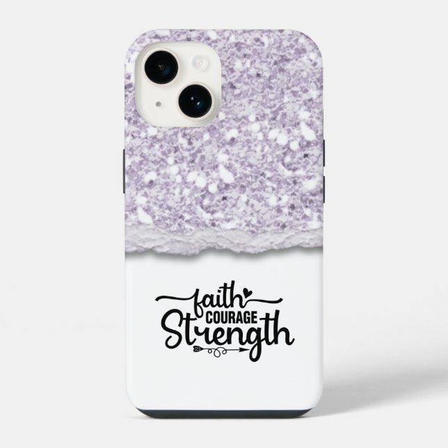 Coque iPhone Citation de calligraphie Foi Courage Force (Verso)