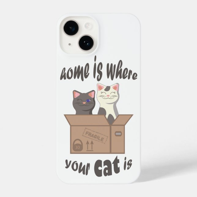 Coque iPhone Citation drôle Accueil est où est votre chat (Verso)