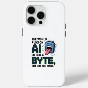 Coque iPhone 15 Pro Max Citation drôle d'octet d'IA – Humour de geek techn