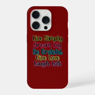 Coque iPhone 15 Pro Citation Motivante Vivre Simplement Rêver Donner A