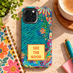 Etui iPhone 13 Pro Max Citation personnalisée colorée florale amusante “V