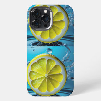 Etui iPhone 13 Pro Max Citron avec des gouttelettes d'eau rafraîchissante