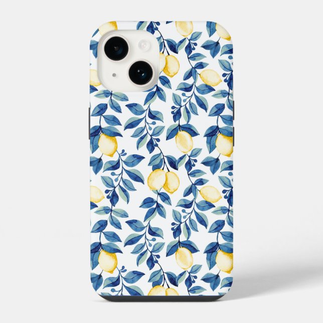 Coque iPhone Citron bleu jaune (Verso)
