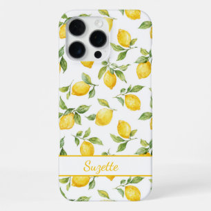 Coque iPhone 16 Pro Max Citrons aquarelle monogrammés
