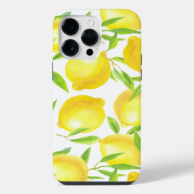 Coque iPhone Citrons et motif feuille (Verso)