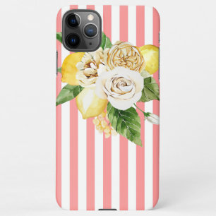 Coque iPhone 11Pro Max Citrons et roses à rayures roses