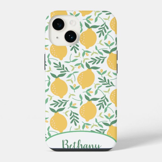 Coque iPhone Citrons funky et chic Feuille (Verso)