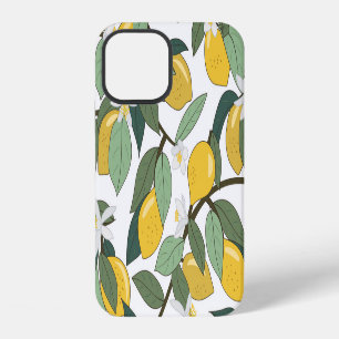 Coque iPhone 12 Citrons Jaunes, Impression Tropicale Sans Fil.