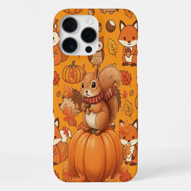 Coque iPhone Citrouille Automne et l'Écureuil (Verso)