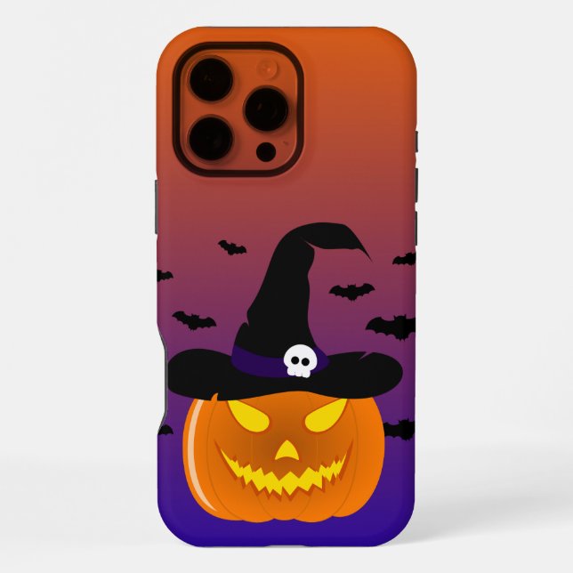 Coque iPhone Citrouille d’Halloween Jack o’ Casquette de sorciè (Verso)