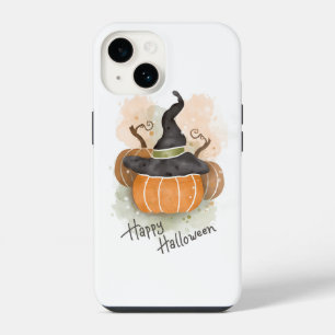 Coque Pour iPhone 14 Citrouille d'Halloween avec chapeau de sorcière