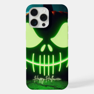 Coque iPhone 15 Pro Max citrouille d'Halloween vert éffrayant