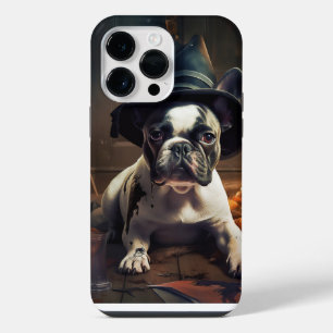 Coque Pour Pour iPhone 14 Pro Max Citrouilles d'Halloween effrayantes de Bouledogues