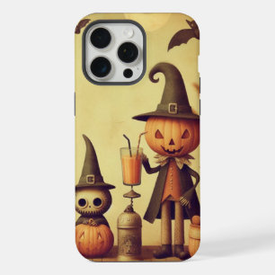 Coque iPhone 15 Pro Max Citrouilles et chauves-souris de Halloween vintage