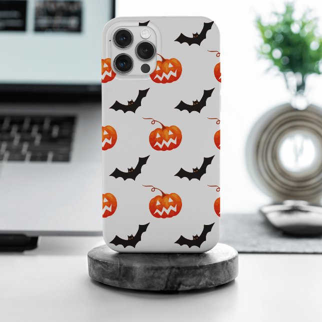 Coque iPhone Citrouilles et chauves-souris d'Halloween, Trou ou (Créateur téléchargé)