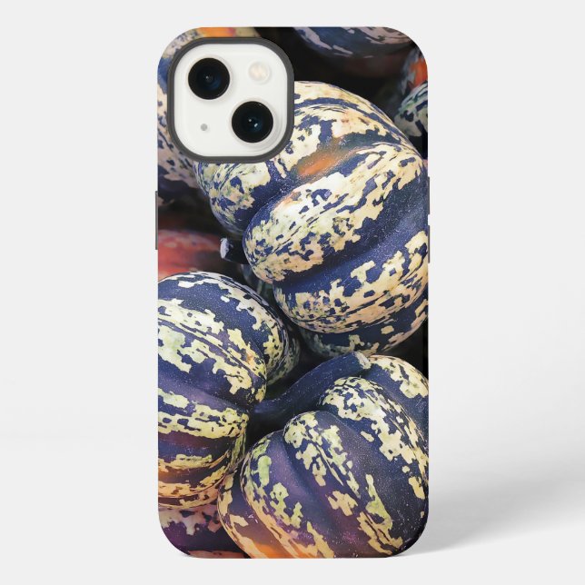 Coque iPhone Citrouilles rayées rustiques (Verso)