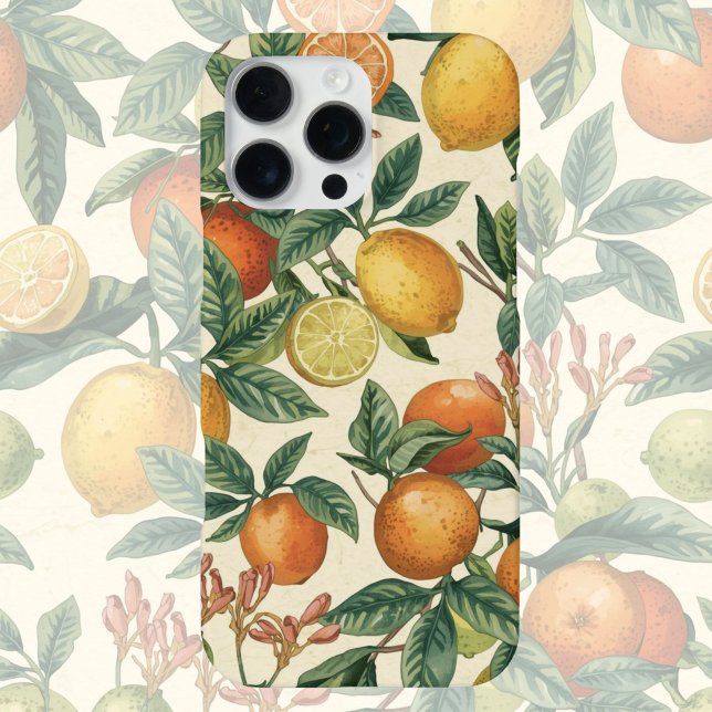 Coque iPhone Citrus Blossom Garden Seamless Pattern  (Créateur téléchargé)