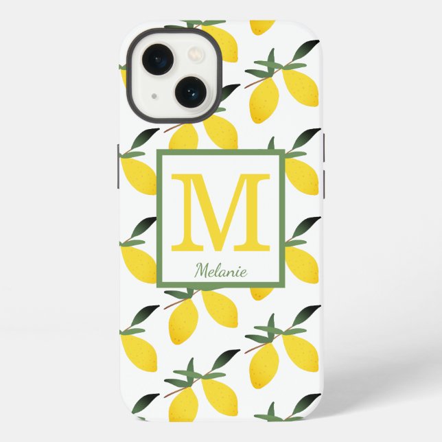Coque iPhone Citrus citron Nom du monogramme (Verso)