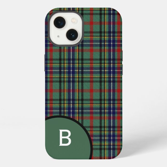 Coque iPhone Clan Bisset Plaid Monogrammé (Verso)