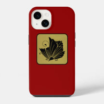 Clan japonais Kamon Red Laquer et Gold Butterfly