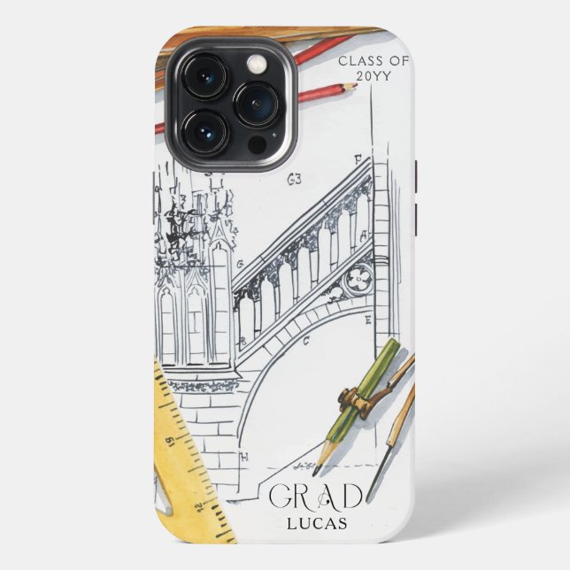 Coque iPhone Classe d'ingénieur en architecture Nom (Verso)