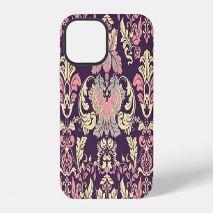 Coque iPhone 12 Classique baroque, papier peint vintage à fleurs.