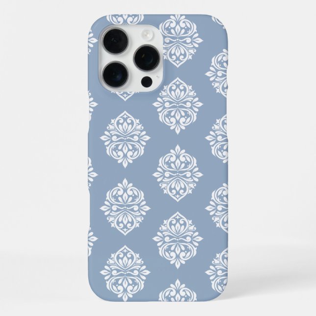 Coque iPhone Classique Chic Damassé Régence Bleu Clair Hiver (Verso)