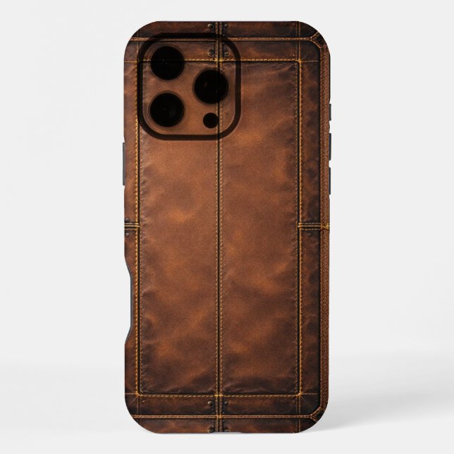 Coque iPhone Classique cuir marron (Verso)
