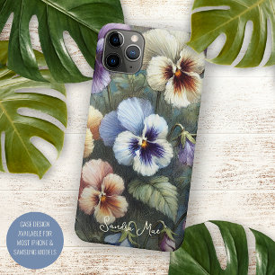 Coque iPhone 11Pro Max Classy Chic Pansies Beaux Art Botanique Peinture